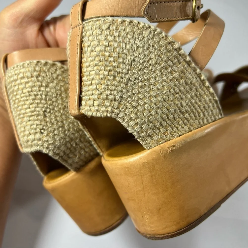 Coclico Women’s Platform Wedge  sandals Ankle Strap Brown Size EU38‎ (US7.5)